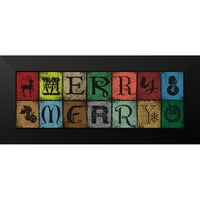 Hogan, Melody Crni moderni uokvireni muzejski umjetnički ispis pod nazivom - Merry Merry Blocks