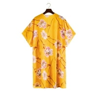 Doseil Winter Cloat, Jakne za žene, ženske modne modne, žute, žene Flowy Kimono Cardigan Otvorena prednja