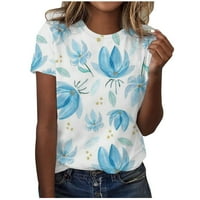 Thirts majice za žene kratki rukav bluze Regularne fit t majice pulover tees vrhovi cvjetni tisak T-majice