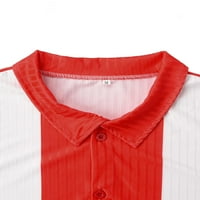 Springttc Men Button Up rever vrat prugaste boje kontrast Polo majice kratkih rukava
