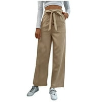 Široke pantalone za žene za žene modne žene tanke seksi corduroy hlače od pune boje Flip džep ravne