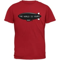 Svijet je vaša majica za odrasle Blimp Crvena odrasla osoba - X-Large