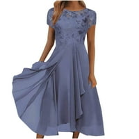 Ženska haljina haljina šifon elegantna čipkaste patchwork haljina rezana duga haljina djeverska večernja