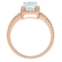 1.86ct smaragdni rez plavi simulirani dijamant 14k ružičasto zlato Angažovanje halo prstena veličine