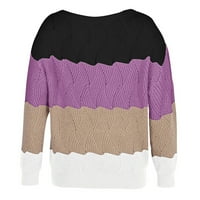 Adviicd Duge džemper ženski prugasti blok boja duksevi modni V izrez pletene pulovere