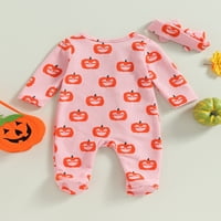 Bagilaanoe novorođenčad Djevojčica Halloween Toucsuits bundeve print dugih rukava Bodičari + kablovska