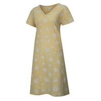 Proljetne haljine za žene plus veličine casual daisy ispisani V-izrez kratki rukav labav haljina za