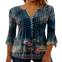 Sanviglor Women majica V izrez Ljetni vrhovi cvjetni print Tunic bluza casual pulover Holiday Tee Style-J
