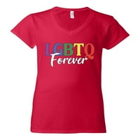 Zauvijek LGBT ponos ženski standardni V-izrez TEE, crvena, xx-velika