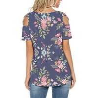 Ženske majice Žene cvjetne printeke s kratkim rukavima od hladne majice hladne ramene na vrhu Bluze