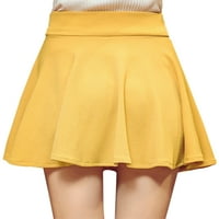Paille žene kratke suknje visoke struk MINI suknje od pune boje Skort Loose ljetne skijanje žuto l