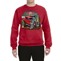 Divlji Bobby, vintage vruće šipke stari garažni automobili i kamioni Unise Crewneck Grafički duks, crveni,