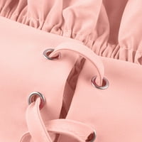 Bluze Čvrsti letnji letnji rukav letnji letnji posadni vrat za žene ružičaste s