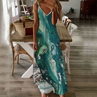 Lovskoo Womens Ljetne haljine Maxi haljina haljina za haljinu na plaži Ovjes bez rukava Ovjes za ispis