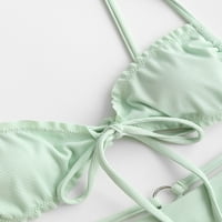 Za žene o prstenu rebrasta kravata prednje bikini kupaće kostime svijetlo zelene m