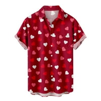 FESFESFES muške bluze s majicom Ležerne prilike Casual Valentinovo tiskani kratkim rukavima s džepovima
