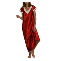 Asdoklhq Ženske haljine za čišćenje veličine, ženske kratkih rukava V Domaća na vratu Pajamas Long haljina