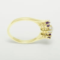 Britanci napravio 9k žuto zlatni prsten sa kultiviranim prstenom za angažman bisera i ametista - veličine