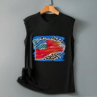 Ženska američka zastava tiskana TOP majica Tee rukavac bez rukava labav rezervoar Torp Vest TEE Vest