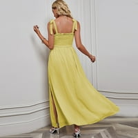 Ljetne haljine za žene Dužina gležnja Leisure SOLISA LINE bez rukava Halter haljina žuta s