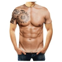Vrhovi za muškarce Holiday Casual T-majice Moda Funny 3D Muskularni-Man Ispis kratkih rukava za majice