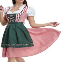 Dame Dress Uniform Play Bool Block Oktoberfest Haljine V izrez Karnevalska odjeća za pivo A-line Set Tradicionalni bavarski tamno zeleni m