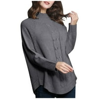 Džemper za kornjače za žene ženski džemper dugi rukav kornjač kabela pletena džemper za žene, crni l