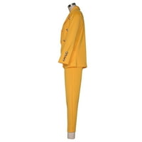 Mortilo Ženske blazerve i jakne za žene Ženska uredska set HIP hop kaput Dvije odijelo Ležerne prilike dugih rukava Ženska odjeća XL Yellow
