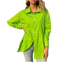 Jeseni ženski majica Jednosadljiva nepravilna kardiganska bluza za blubu za prženje prednjeg čvora dolje