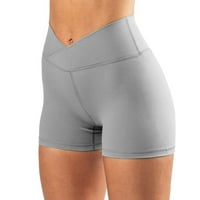 Yoga Hlače Žene High Squist Print Short Skriveni džepovi Atletski kratke hlače Noge Sivi XL