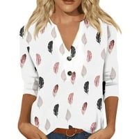 Lowrofile košulje za žene plus veličine Ležerne prilike s dugim rukavima odštampana modna V izrez Tipka