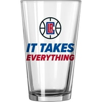 Clippers 16oz. Team slogan pint staklo