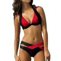 Ženski kupaći kostim tanka plus veličine dva kukičana čipka visoki struk V izrez bikini set plus veličina