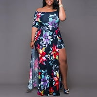 Ženska plus veličine Jedno rame Cvjetni print Split Party Maxi haljina casual haljina