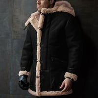 Yubnlvae muške plus veličine zimskog kapuljača za zimske kapute rever ovratnik dugih rukava kožna jakna