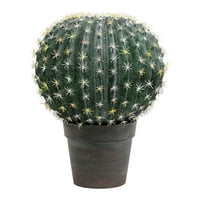 Vickerman 13.5 Artificial Green Barrell kaktus u sivom i svijetlom crvenom loncu