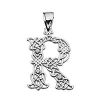 Početno u Celtic Crnot uzorak bijeli zlatni privjesak ogrlicu s dijamant: 10k Privjesak sa 18 lancem