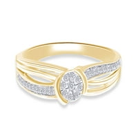 Carat Okrugli oblik Prirodni bijeli dijamantski prsten za žene za žene u 14k žuto pozlaćeno srebrno