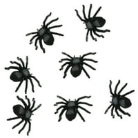 Postavite plastičnu realističku mini paukovu igračku Halloween Party Prop Dekoracija Crna