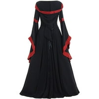 Ljetne haljine za žene Ženska Vintage Podne Dužina Gothic Cosplay haljina za žene za žene Crne S