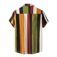 Wendunide Polo majice za muškarce Muška modna casual check trak print s kratkim rukavima Dugme Sunce-down