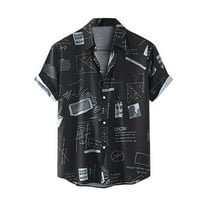 Moda skretanje na ovratniku s kratkim rukavima muške ležerne tiskane majice Muška majica Rayon majice