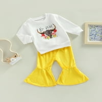 Canrulo novorođenčad dječje dječje odijelo za print tisak dugih rukava slovo ispis dukserica vrhunske pantalone Dječja pada odjeća žuta bijela 0- mjeseci