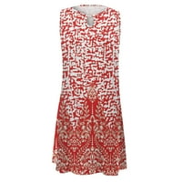 Maxi haljine za žene casual mini labave bez rukava cvjetni print V izrez izručuje ženske haljine ljeto