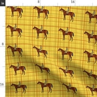 Pamučni saveen trkač, 90 - konjički konjski ponija gonič žuti crveni karirani ispis posteljine po mjeri