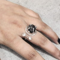 Prirodni Garnet prsten, grubi prsten za porijeklo, siječanj, dizajner, srebro, ženski prsten, božić,