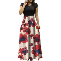 Hanas haljine ljetne haljine za žene modni casual cvjetni print okrugli vrat kratkih rukava velike veličine