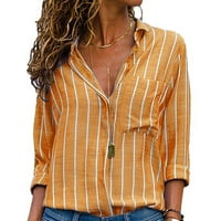Košulje s dugim rukavima za ženske ležerne modne košulje prugaste dugme za bluzu za bluze
