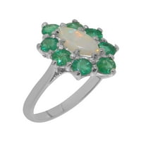 Britanci izrađeni sterlijski srebrni prirodni Opal i smaragdni ženski Obećani prsten - Opcije veličine