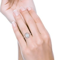 Ton ruže, simulirani kubični cirkonijski size-ovalni kvržični zaručni zaručni prsten srebra